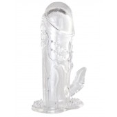 Прозрачная гелевая насадка с клиторальным отростком - 13 см. - Toyfa Basic - в Новочебоксарске купить с доставкой