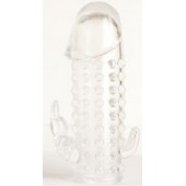 Гелевая прозрачная насадка с 2 отростками - 13 см. - Toyfa Basic - в Новочебоксарске купить с доставкой