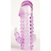 Закрытая фиолетовая насадка с 2 отростками - 13 см. - Toyfa Basic - в Новочебоксарске купить с доставкой