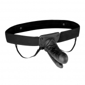 Полый страпон с двумя отростками и вибрацией Unisex Vibrating Hollow Strap-On Double Penetrating Dildo - 17,8 см. - Lux Fetish - купить с доставкой в Новочебоксарске
