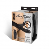Чёрный полый страпон с вибрацией Unisex Vibrating Hollow Strap-On - 14 см. - Lux Fetish - купить с доставкой в Новочебоксарске