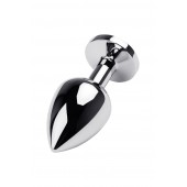 Серебристая коническая анальная пробка с красным кристаллом - 8 см. - ToyFa - купить с доставкой в Новочебоксарске