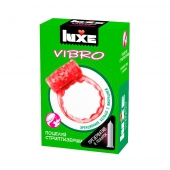 Розовое эрекционное виброкольцо Luxe VIBRO  Поцелуй стриптизёрши  + презерватив - Luxe - в Новочебоксарске купить с доставкой