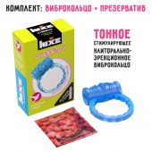 Голубое эрекционное виброкольцо Luxe VIBRO  Райская птица  + презерватив - Luxe - в Новочебоксарске купить с доставкой