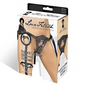 Черные трусики для страпона из патентованной кожи - Lux Fetish - купить с доставкой в Новочебоксарске