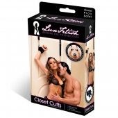 Черные фиксаторы с креплением к двери - Lux Fetish - купить с доставкой в Новочебоксарске