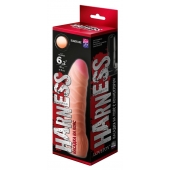 Телесная изогнутая насадка на Harness с коннектором BLACK LINE - 17 см. - LOVETOY (А-Полимер) - купить с доставкой в Новочебоксарске