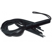 Чёрная кожаная плеть с жесткой ручкой - 63 см. - Sitabella - купить с доставкой в Новочебоксарске