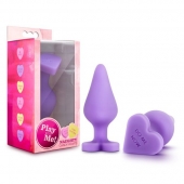 Фиолетовая анальная пробка Naughty Candy Heart Do Me Now - 8,9 см. - Blush Novelties - купить с доставкой в Новочебоксарске
