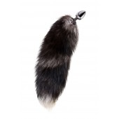 Серебристая металлическая анальная втулка с хвостом чернобурой лисы - размер S - ToyFa - купить с доставкой в Новочебоксарске