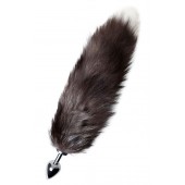 Серебристая металлическая анальная втулка с хвостом чернобурой лисы - размер S - ToyFa - купить с доставкой в Новочебоксарске