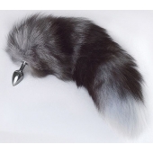 Серебристая анальная пробка с пушистым хвостом - Sitabella - купить с доставкой в Новочебоксарске