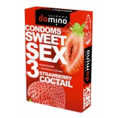 Презервативы для орального секса DOMINO Sweet Sex с ароматом клубничного коктейля  - 3 шт. - Domino - купить с доставкой в Новочебоксарске