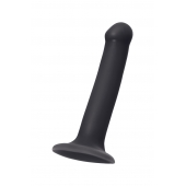 Черный фаллос на присоске Silicone Bendable Dildo M - 18 см. - Strap-on-me - купить с доставкой в Новочебоксарске