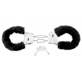 Меховые чёрные наручники Beginner s Furry Cuffs - Pipedream - купить с доставкой в Новочебоксарске