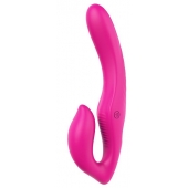 Ярко-розовый безремневой страпон REMOTE DOUBLE DIPPER - 22 см. - Dream Toys - купить с доставкой в Новочебоксарске