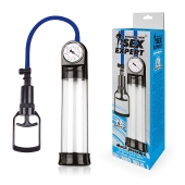 Прозрачная вакуумная помпа Sex Expert с манометром - Sex Expert - в Новочебоксарске купить с доставкой