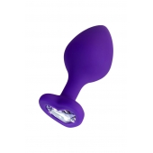 Фиолетовая анальная втулка Diamond Heart с прозрачным кристаллом - 8 см. - ToyFa - купить с доставкой в Новочебоксарске