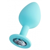 Мятная анальная втулка Brilliant с прозрачным кристаллом - 8 см. - ToyFa - купить с доставкой в Новочебоксарске