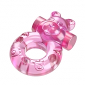Розовое эрекционное виброкольцо на пенис Pink Bear - Baile - в Новочебоксарске купить с доставкой