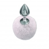 Серебристая анальная пробка с белым пушистым хвостиком Twinkle - Lola Games - купить с доставкой в Новочебоксарске