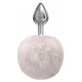 Серебристая анальная пробка с белым пушистым хвостиком Twinkle - Lola Games - купить с доставкой в Новочебоксарске