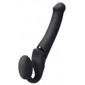 Черный безремневой вибрострапон Silicone Bendable Strap-On M - Strap-on-me - купить с доставкой в Новочебоксарске