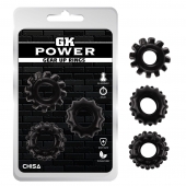 Набор из 3 черных эрекционных колец Gear Up Rings - Chisa - в Новочебоксарске купить с доставкой