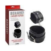 Черные оковы на ноги Obey Me Leather Ankle Cuffs - Chisa - купить с доставкой в Новочебоксарске
