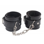 Черные оковы на ноги Obey Me Leather Ankle Cuffs - Chisa - купить с доставкой в Новочебоксарске