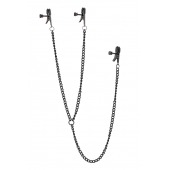Черные зажимы на соски и клитор на цепочке DELUXE NIPPLE   CLIT CLAMPS - Dream Toys - купить с доставкой в Новочебоксарске