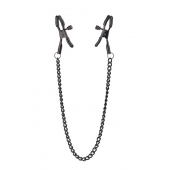 Черные зажимы на соски на цепочке BLAZE DELUXE NIPPLE CLAMPS - Dream Toys - купить с доставкой в Новочебоксарске