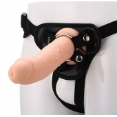 Черные трусики с телесной насадкой STRAP ON REAL DILDO - 21 см. - Dream Toys - купить с доставкой в Новочебоксарске