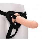 Черные трусики с телесной насадкой STRAP ON REAL DILDO - 21 см. - Dream Toys - купить с доставкой в Новочебоксарске