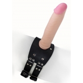 Черный узкий пояс на бедро с телесной насадкой - LOVETOY (А-Полимер) - купить с доставкой в Новочебоксарске