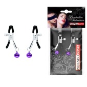 Оригинальные зажимы на соски с фиолетовыми шариками - Notabu - купить с доставкой в Новочебоксарске