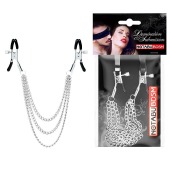 Оригинальные зажимы на соски с тройной цепочкой - Notabu - купить с доставкой в Новочебоксарске