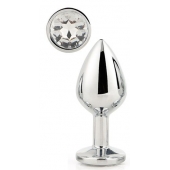 Серебристая анальная втулка с прозрачным кристаллом - 7,1 см. - Dream Toys - купить с доставкой в Новочебоксарске