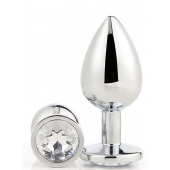 Серебристая анальная втулка с прозрачным кристаллом - 7,1 см. - Dream Toys - купить с доставкой в Новочебоксарске