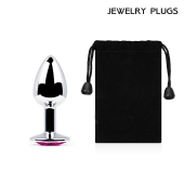 Серебристая анальная пробка с малиновым кристаллом - 7,2 см. - Anal Jewelry Plug - купить с доставкой в Новочебоксарске