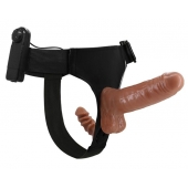 Страпон с вагинальной пробкой и вибрацией Ultra Passionate Harness - 16 см. - Baile - купить с доставкой в Новочебоксарске
