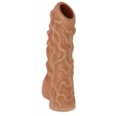 Телесная насадка с венками и открытой головкой Nude Sleeve M - 12 см. - KOKOS - в Новочебоксарске купить с доставкой