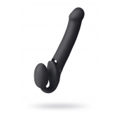 Черный безремневой вибрострапон Vibrating Bendable Strap-On L - Strap-on-me - купить с доставкой в Новочебоксарске