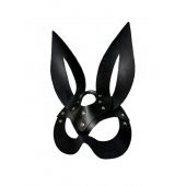 Черная кожаная маска зайки Miss Bunny - БДСМ Арсенал - купить с доставкой в Новочебоксарске
