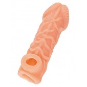 Телесная закрытая насадка с венками Cock Sleeve Size M - 15,6 см. - KOKOS - в Новочебоксарске купить с доставкой