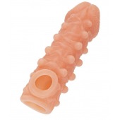 Телесная закрытая насадка с шариками Cock Sleeve Size L - 17,6 см. - KOKOS - в Новочебоксарске купить с доставкой