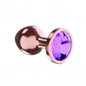 Пробка цвета розового золота с фиолетовым кристаллом Diamond Amethyst Shine S - 7,2 см. - Lola Games - купить с доставкой в Новочебоксарске