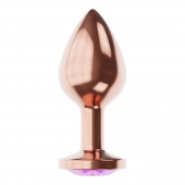 Пробка цвета розового золота с фиолетовым кристаллом Diamond Amethyst Shine S - 7,2 см. - Lola Games - купить с доставкой в Новочебоксарске