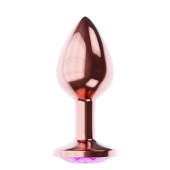 Пробка цвета розового золота с лиловым кристаллом Diamond Quartz Shine L - 8,3 см. - Lola Games - купить с доставкой в Новочебоксарске
