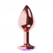 Пробка цвета розового золота с фиолетовым кристаллом Diamond Amethyst Shine L - 8,3 см. - Lola Games - купить с доставкой в Новочебоксарске
